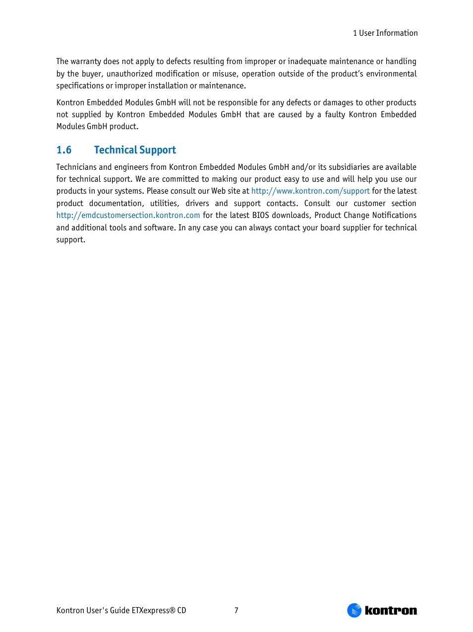 Technical support, 6 technical support | Kontron COMe-bCD2 User Manual | Page 7 / 80