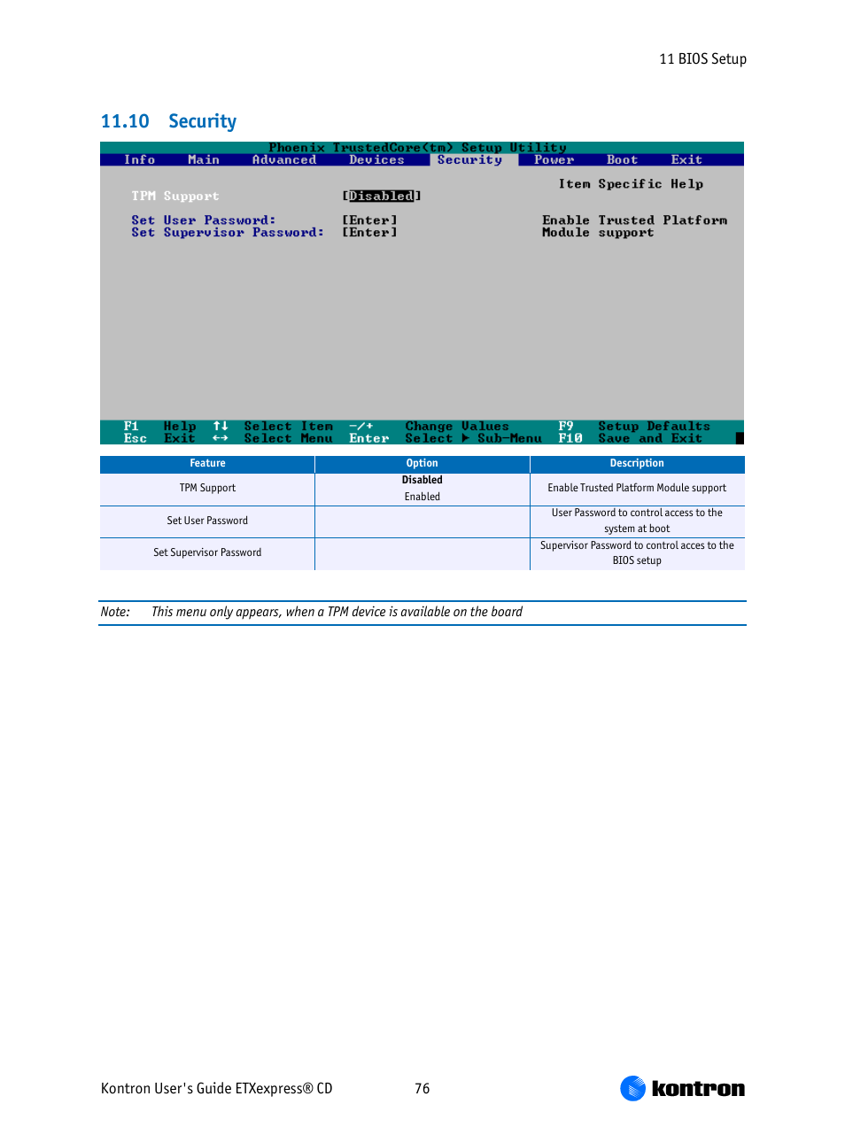 10 security | Kontron COMe-bCD2 User Manual | Page 76 / 80