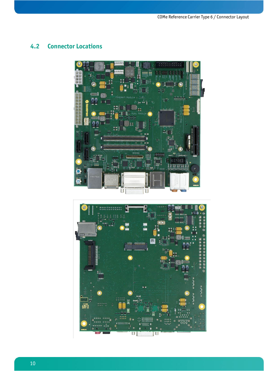 Connector locations, 2 connector locations | Kontron COMe Ref.Carrier T6 User Manual | Page 13 / 41