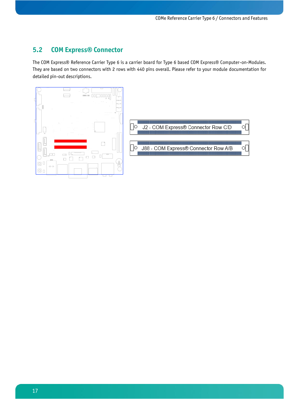 Com express® connector, 2 com express® connector | Kontron COMe Ref.Carrier T6 User Manual | Page 20 / 41