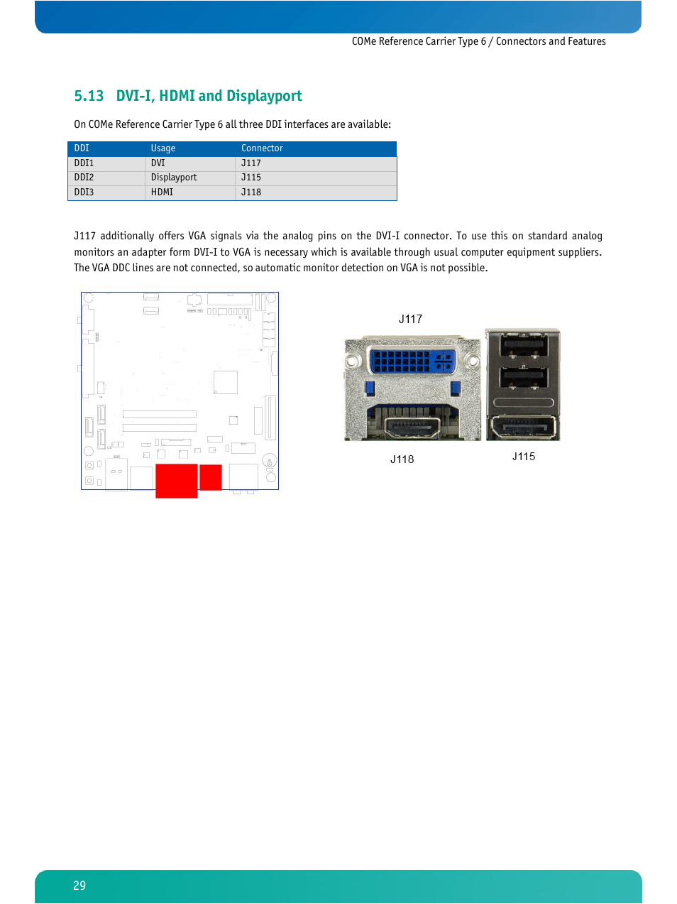 Dvi-i, hdmi and displayport, 13 dvi-i, hdmi and displayport | Kontron COMe Ref.Carrier T6 User Manual | Page 32 / 41