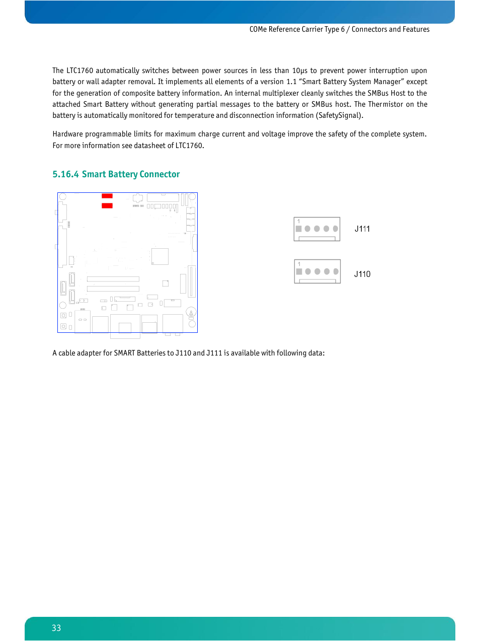 Smart battery connector, 4 smart battery connector | Kontron COMe Ref.Carrier T6 User Manual | Page 36 / 41