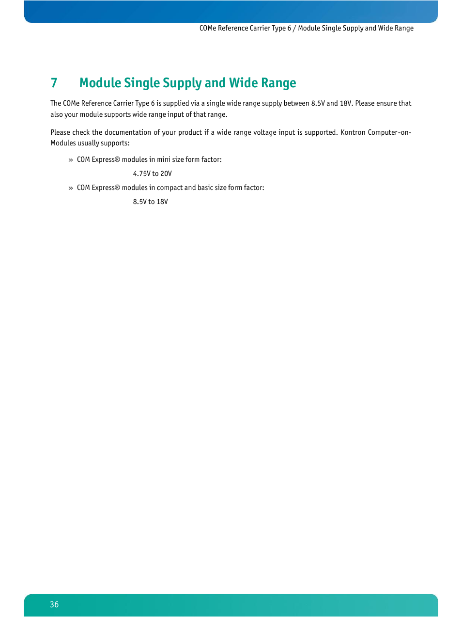 Module single supply and wide range, 7module single supply and wide range | Kontron COMe Ref.Carrier T6 User Manual | Page 39 / 41