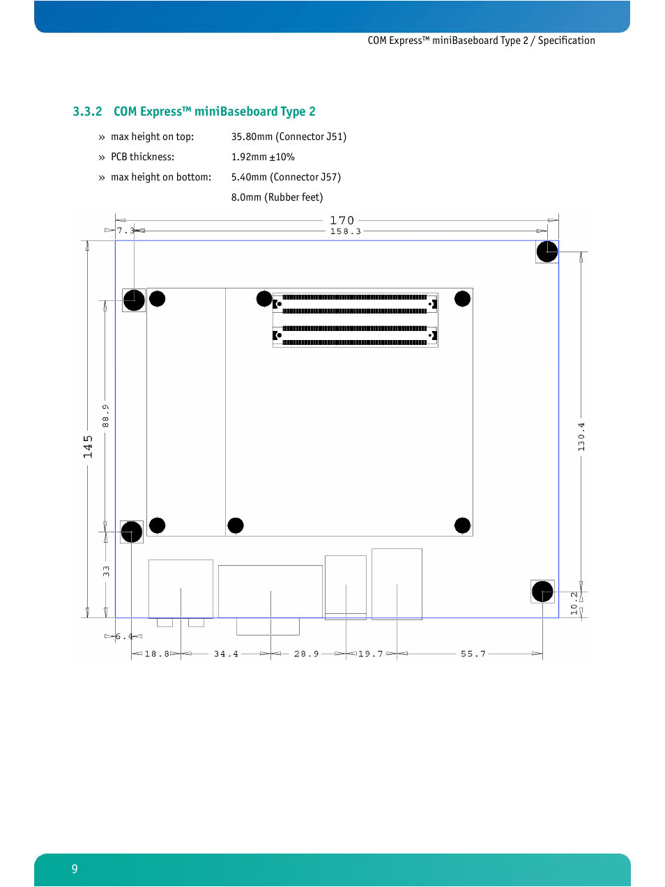 Com express™ minibaseboard type 2, 2 com express™ minibaseboard type 2 | Kontron COMe Ref. Carrier T2 User Manual | Page 14 / 71