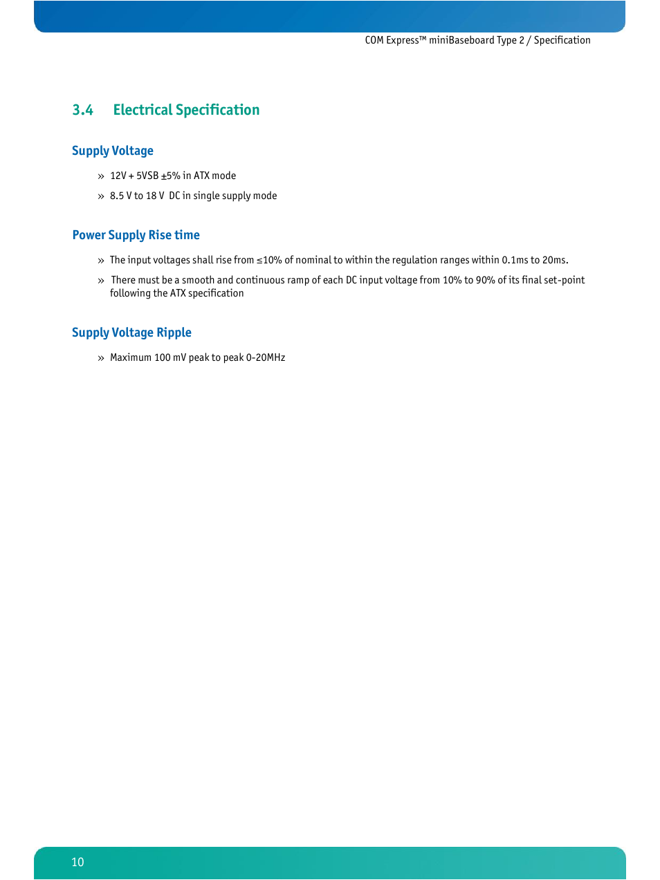 Electrical specification, 4 electrical specification | Kontron COMe Ref. Carrier T2 User Manual | Page 15 / 71