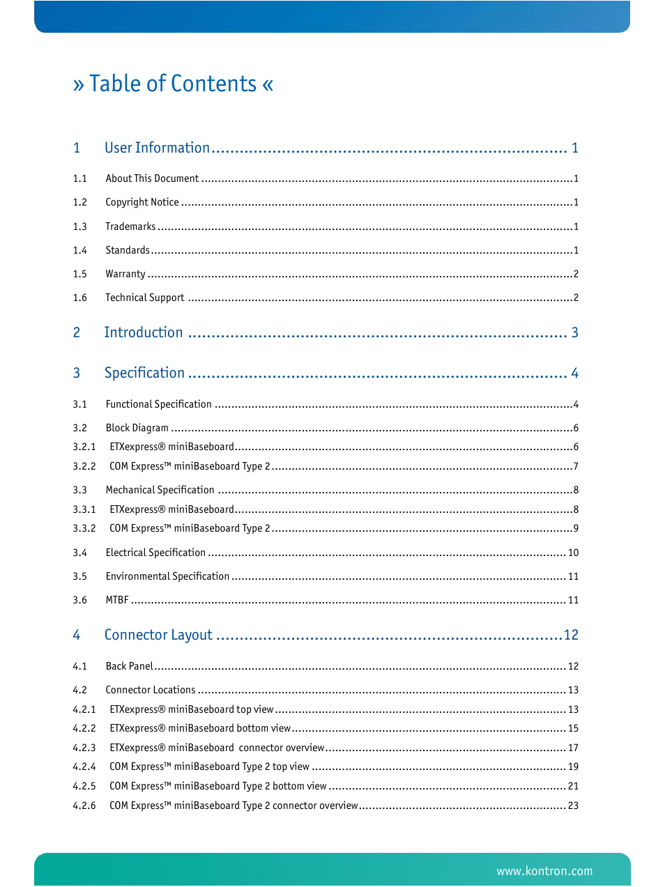 Kontron COMe Ref. Carrier T2 User Manual | Page 3 / 71