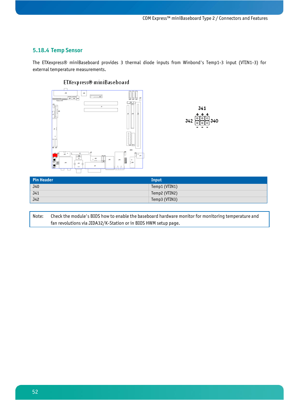 Temp sensor, 4 temp sensor | Kontron COMe Ref. Carrier T2 User Manual | Page 57 / 71