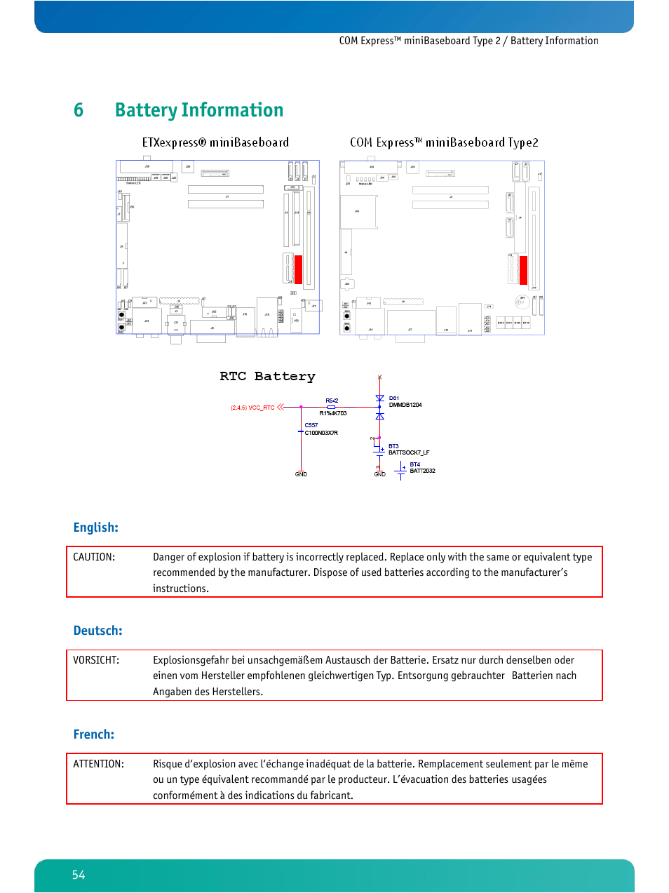 Battery information, 6battery information | Kontron COMe Ref. Carrier T2 User Manual | Page 59 / 71