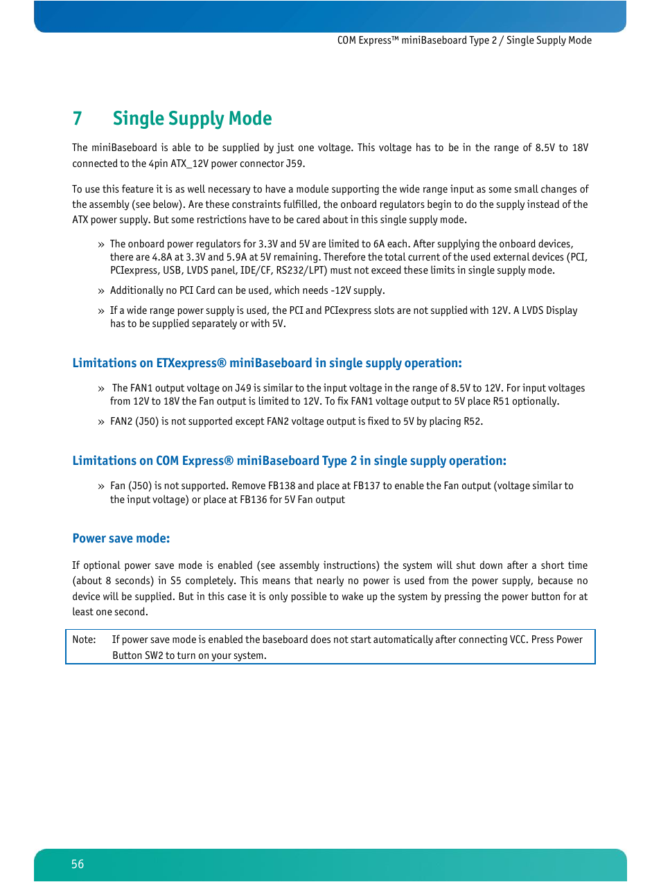 Single supply mode, 7single supply mode | Kontron COMe Ref. Carrier T2 User Manual | Page 61 / 71
