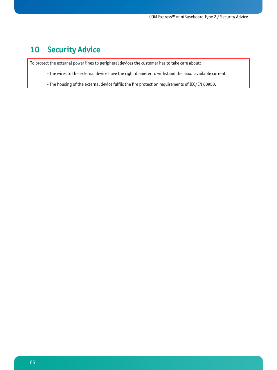 Security advice, 10 security advice | Kontron COMe Ref. Carrier T2 User Manual | Page 70 / 71