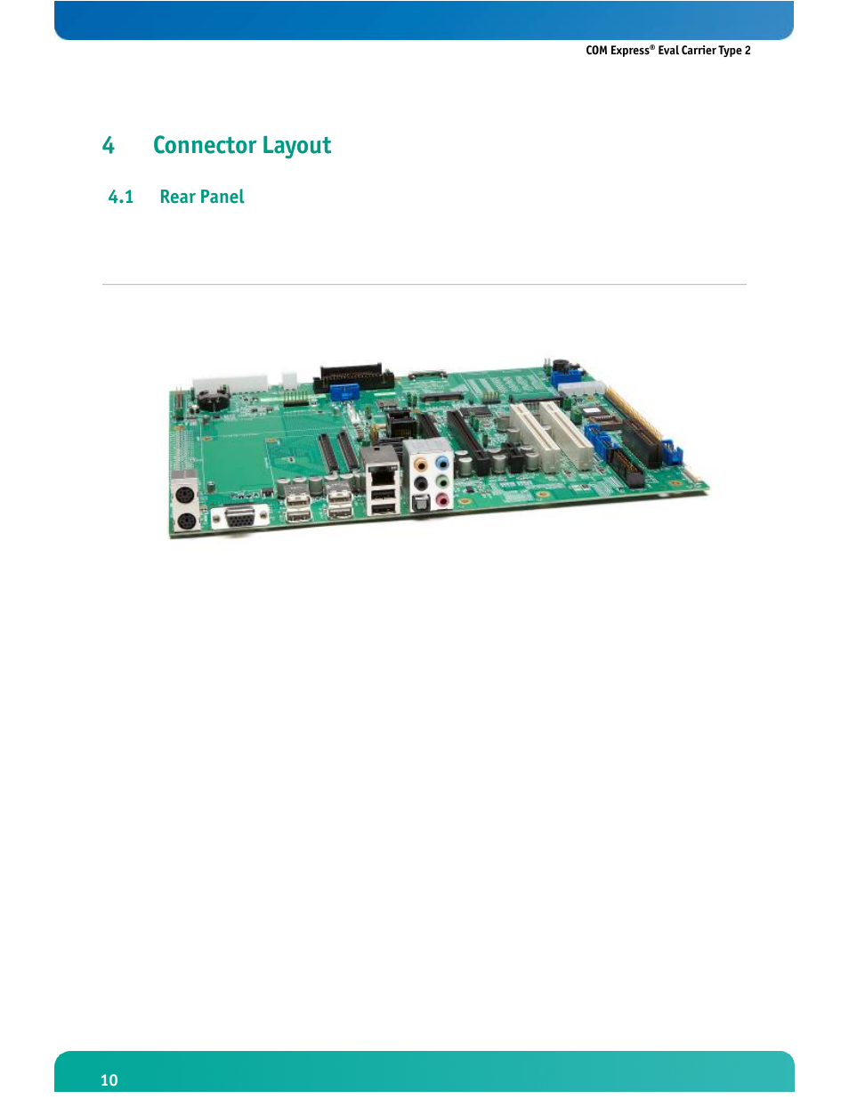 4connector layout, 1 rear panel | Kontron COMe Eval Carrier T2 User Manual | Page 11 / 37