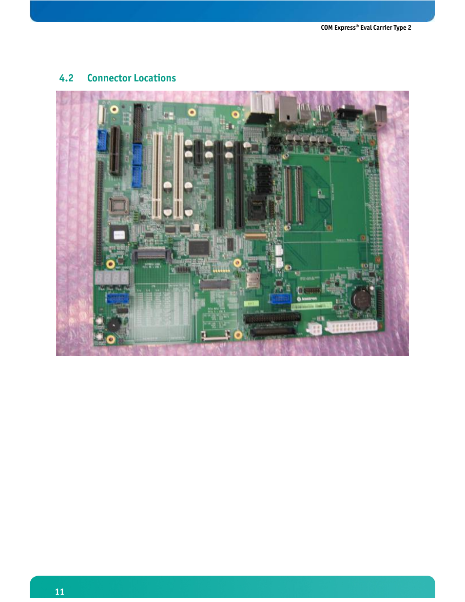 2 connector locations | Kontron COMe Eval Carrier T2 User Manual | Page 12 / 37