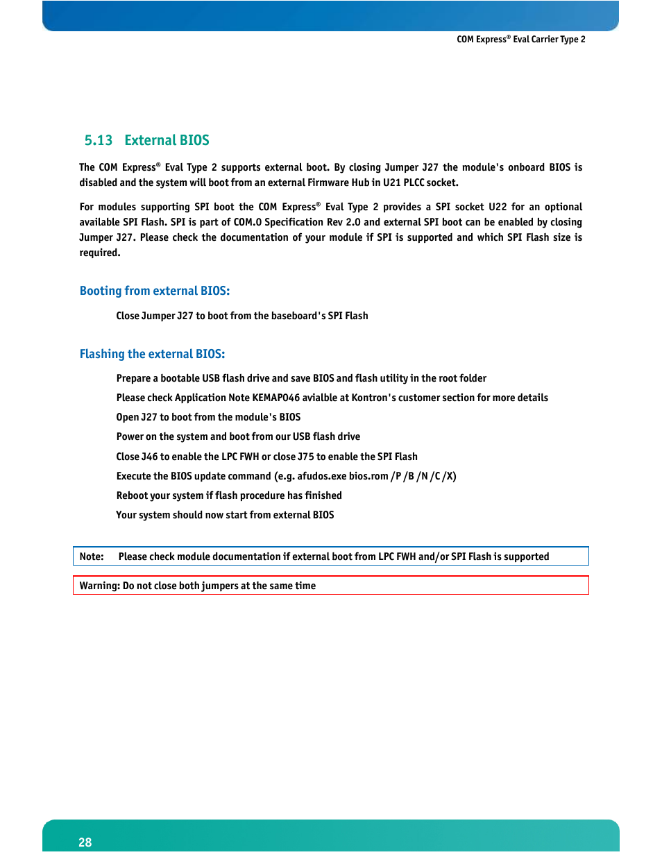 13 external bios | Kontron COMe Eval Carrier T2 User Manual | Page 29 / 37