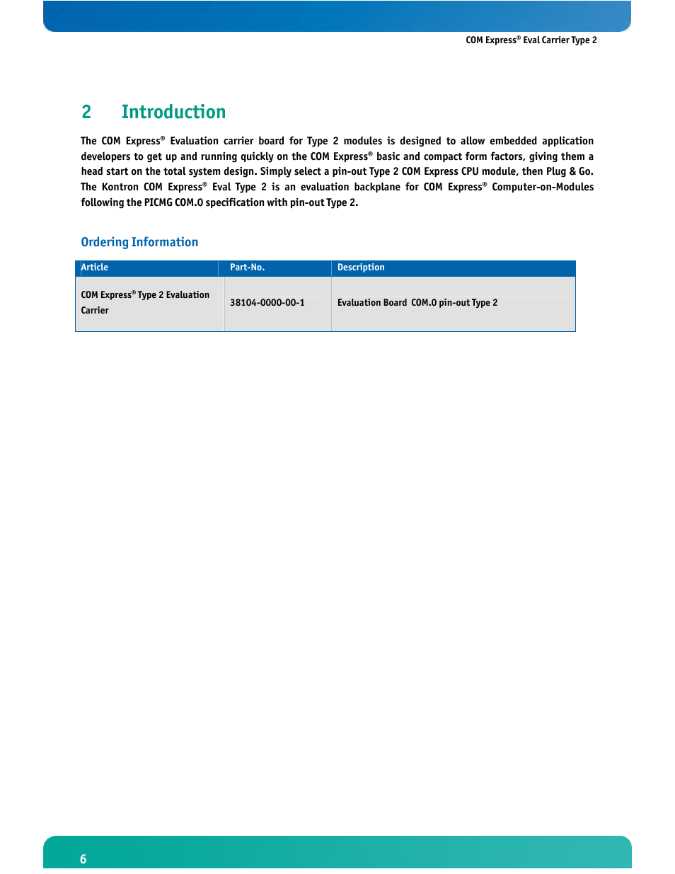 2introduction | Kontron COMe Eval Carrier T2 User Manual | Page 7 / 37