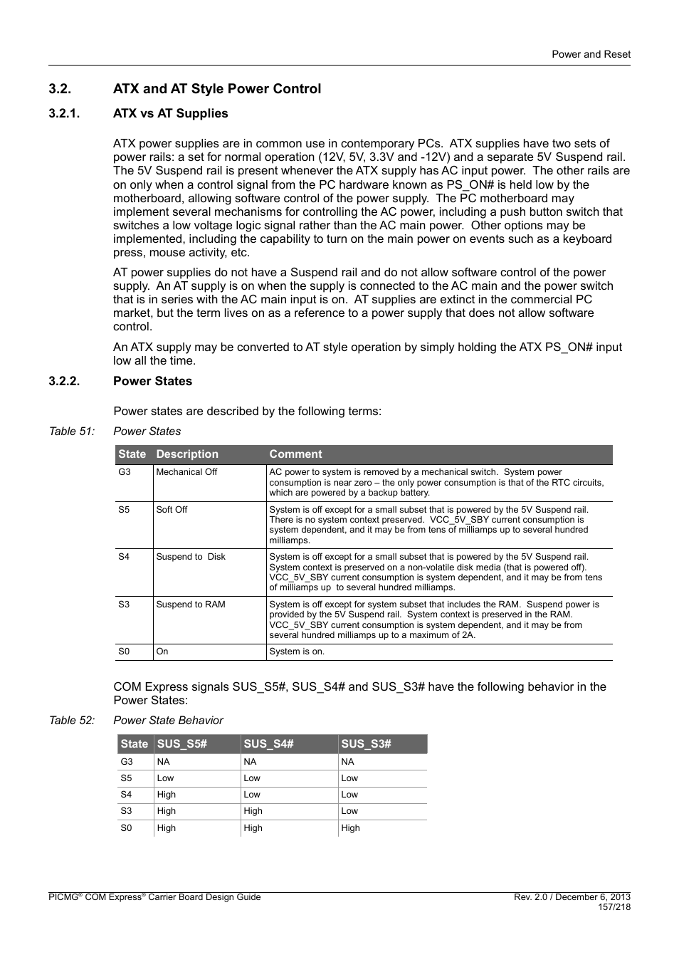 Atx and at style power control, Atx vs at supplies, Power states | Kontron COMe Starterkit Eval T2 User Manual | Page 157 / 218