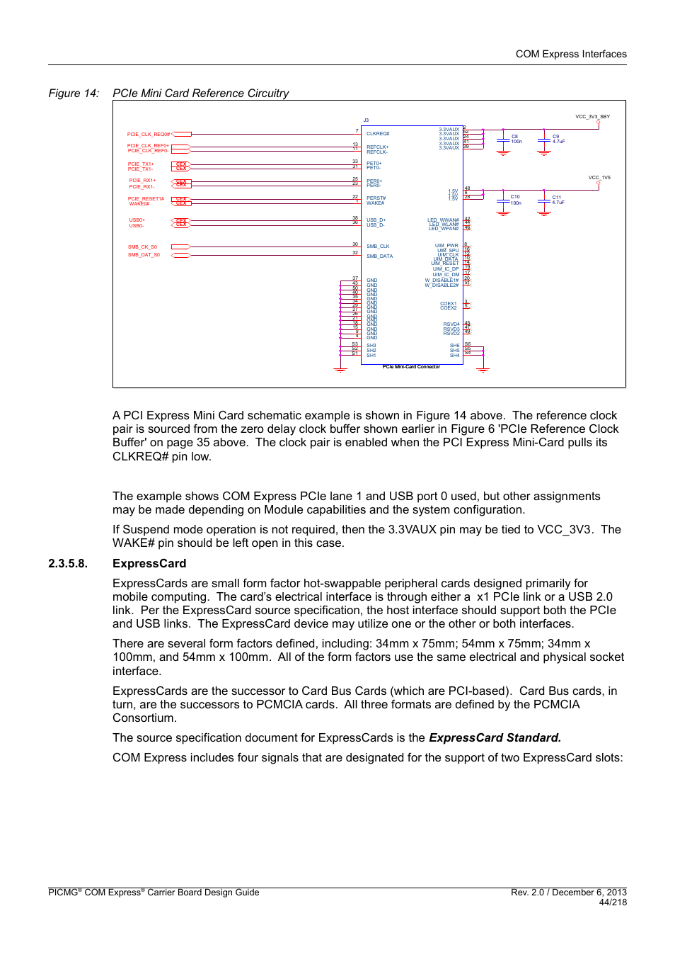 Expresscard, 'expresscard, 44 below) | Com express interfaces, Picmg, Com express | Kontron COMe Starterkit Eval T2 User Manual | Page 44 / 218