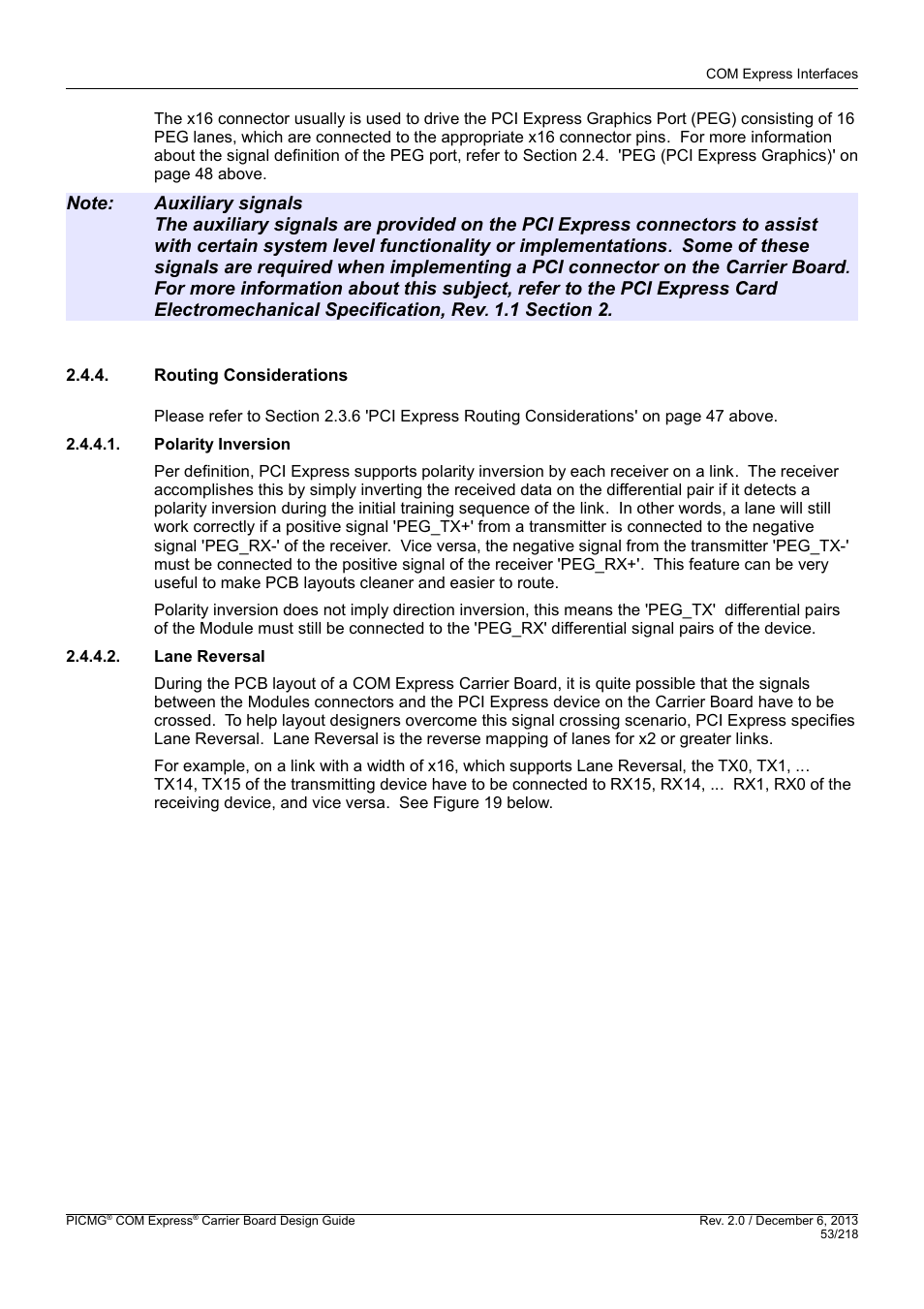 Routing considerations, Polarity inversion, Lane reversal | Kontron COMe Starterkit Eval T2 User Manual | Page 53 / 218