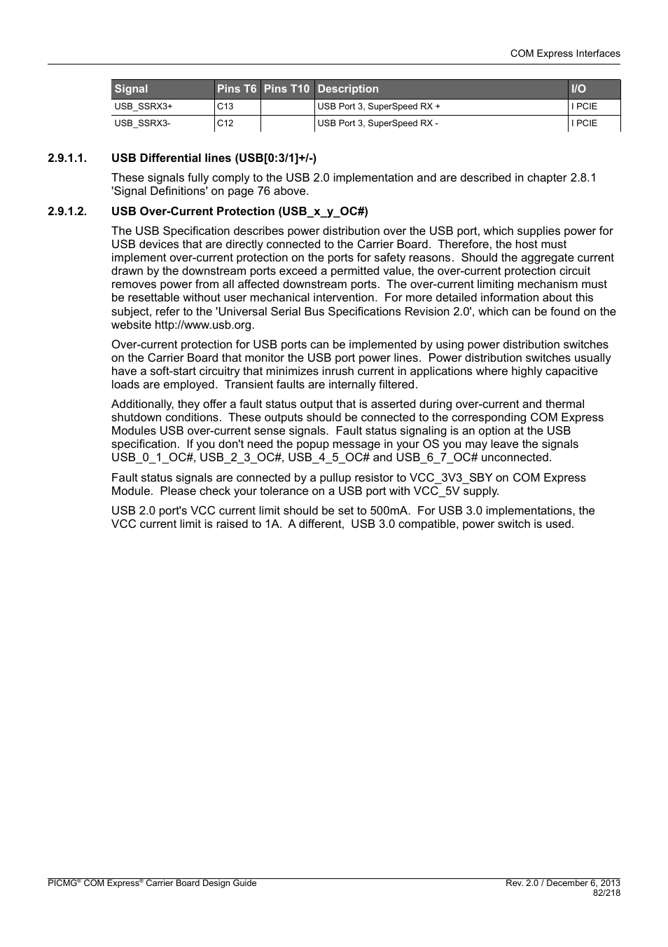 Usb differential lines (usb[0:3/1]+/-), Usb over-current protection (usb_x_y_oc#) | Kontron COMe Starterkit Eval T2 User Manual | Page 82 / 218