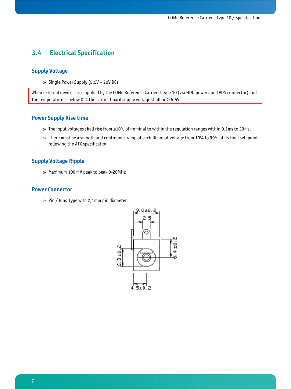 Electrical specification, 4 electrical specification | Kontron COMe Ref.Carrier-i T10 User Manual | Page 10 / 42