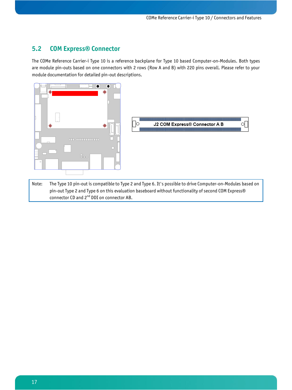 Com express® connector, 2 com express® connector | Kontron COMe Ref.Carrier-i T10 User Manual | Page 20 / 42