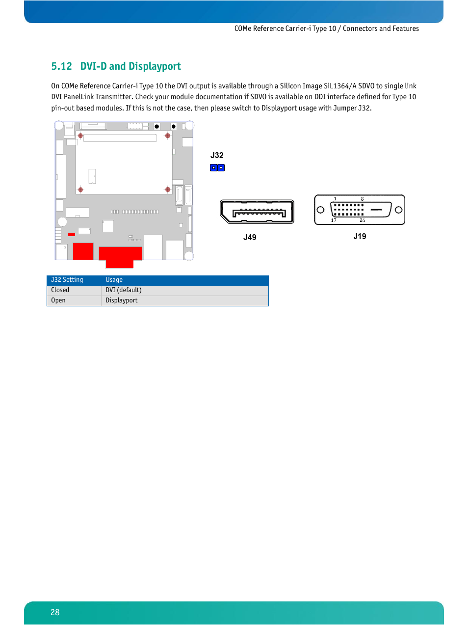 Dvi-d and displayport, 12 dvi-d and displayport | Kontron COMe Ref.Carrier-i T10 User Manual | Page 31 / 42