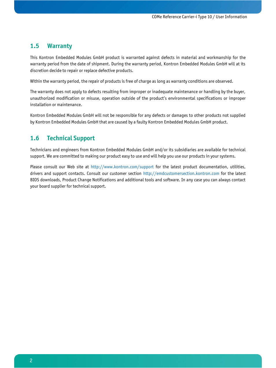 Warranty, Technical support, 5 warranty | 6 technical support | Kontron COMe Ref.Carrier-i T10 User Manual | Page 5 / 42