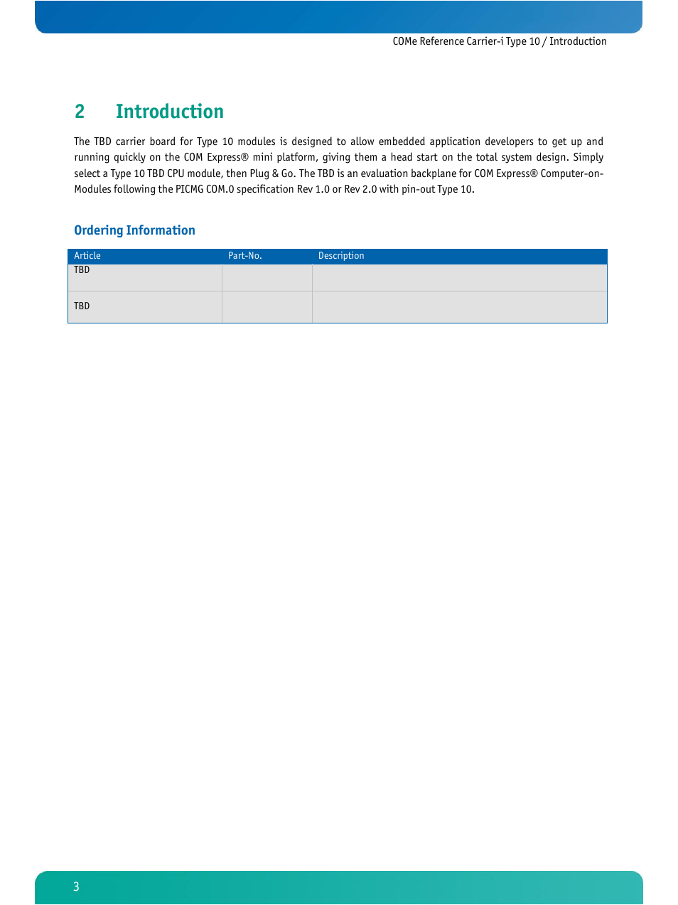 Introduction, 2introduction | Kontron COMe Ref.Carrier-i T10 User Manual | Page 6 / 42