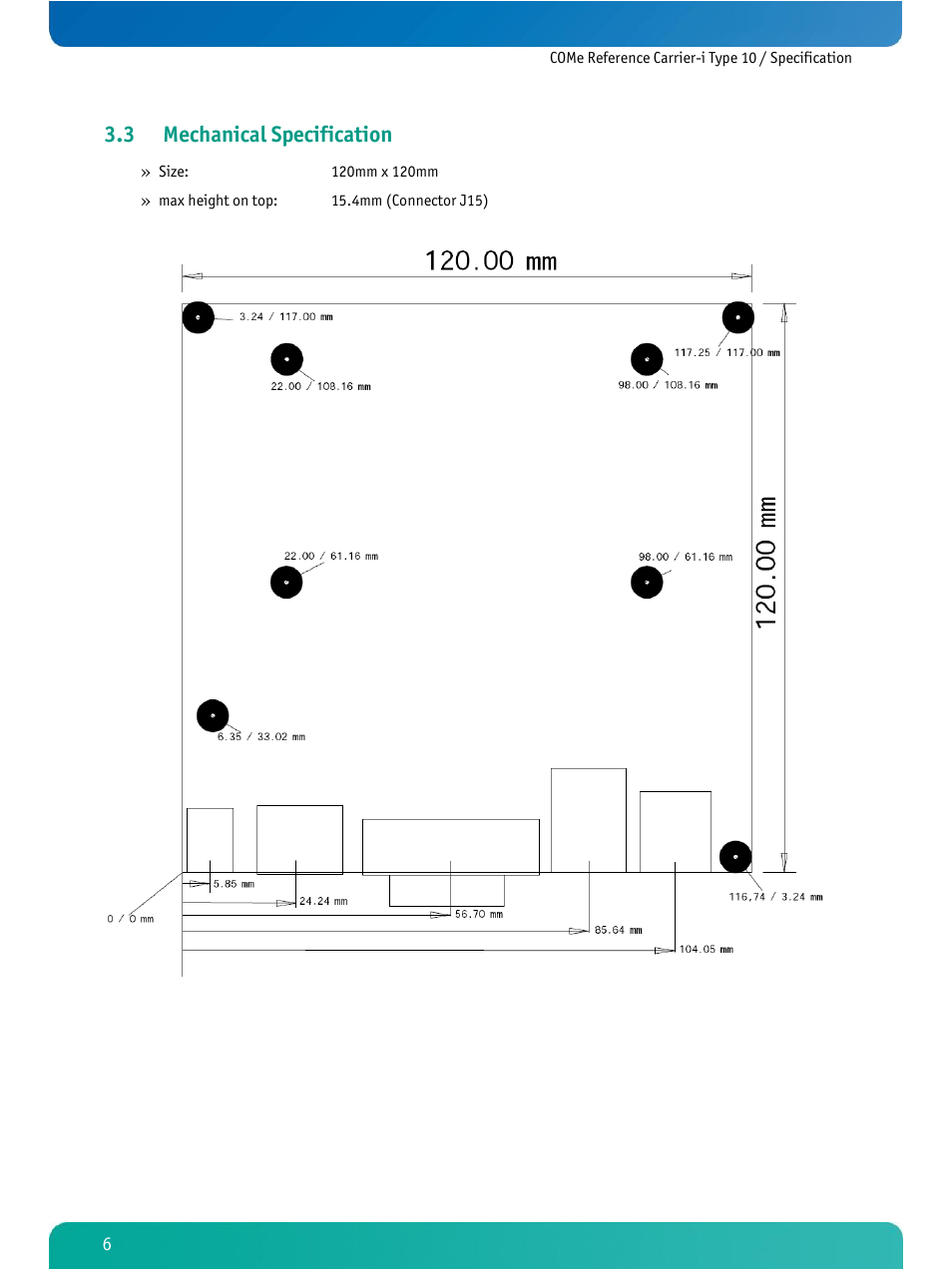 Mechanical specification, 3 mechanical specification | Kontron COMe Ref.Carrier-i T10 User Manual | Page 9 / 42