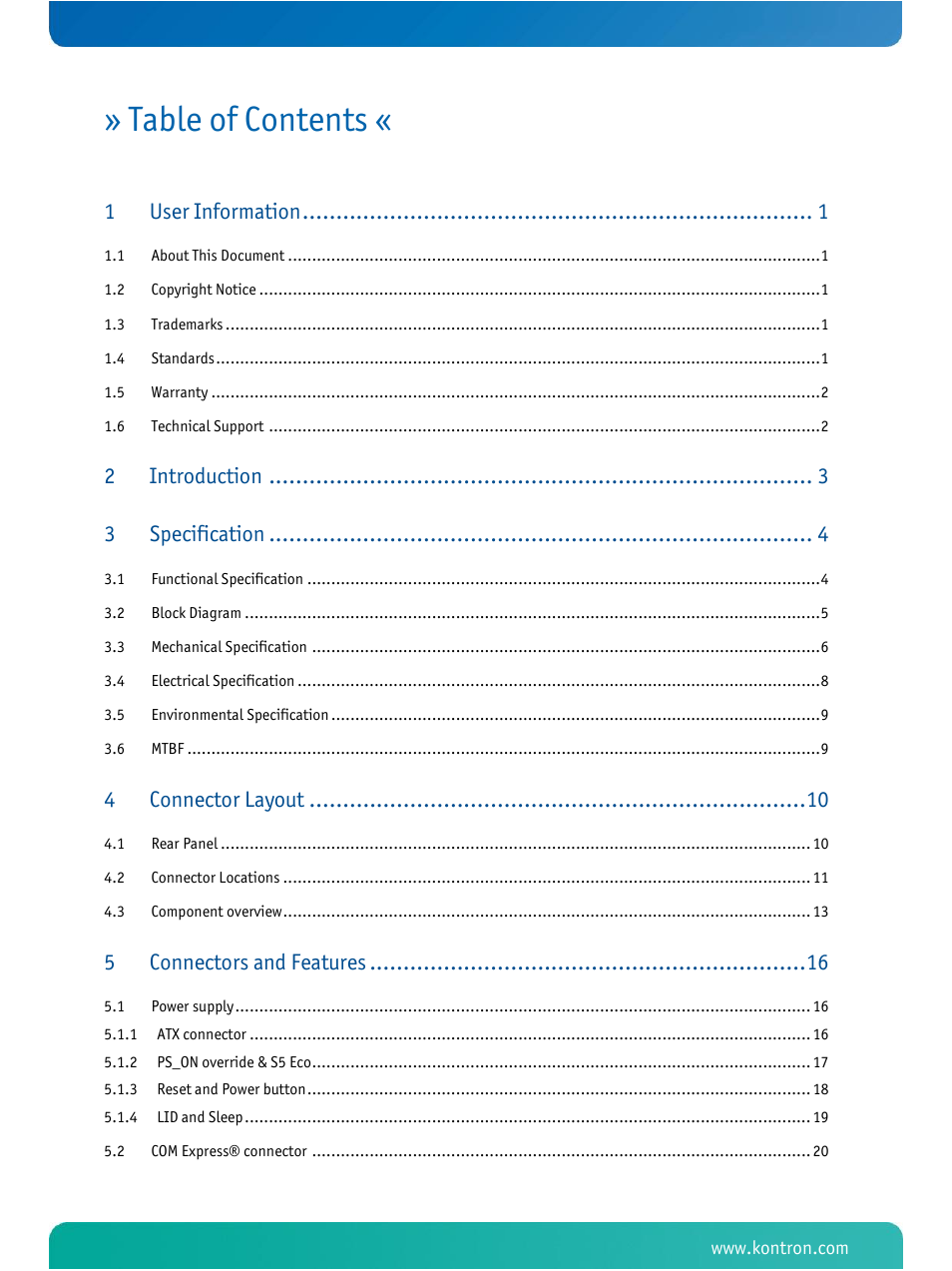 Kontron COMe Eval Carrier T10 User Manual | Page 2 / 55