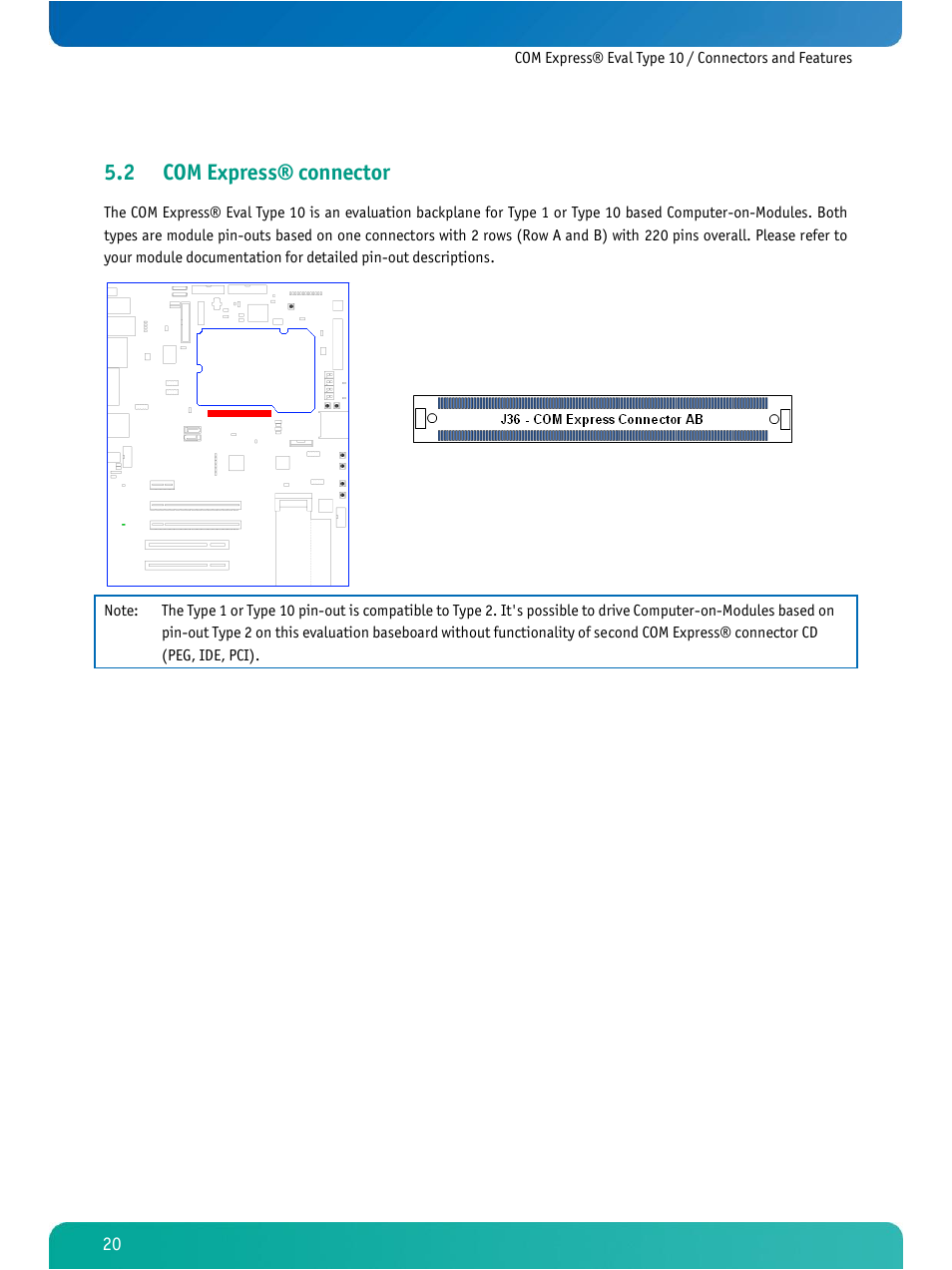 Com express® connector, 2 com express® connector | Kontron COMe Eval Carrier T10 User Manual | Page 23 / 55