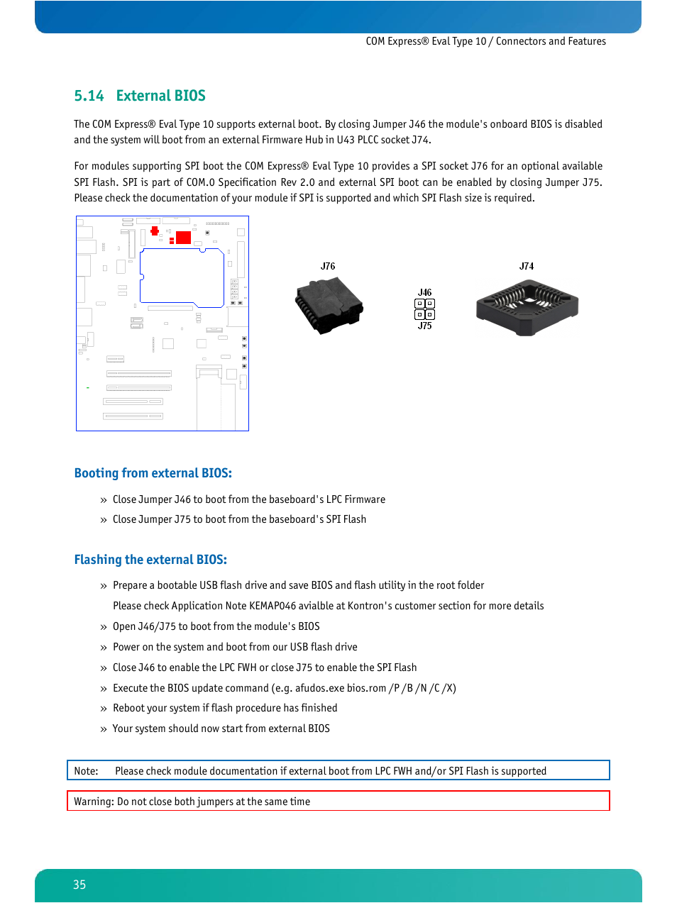 External bios, 14 external bios | Kontron COMe Eval Carrier T10 User Manual | Page 38 / 55