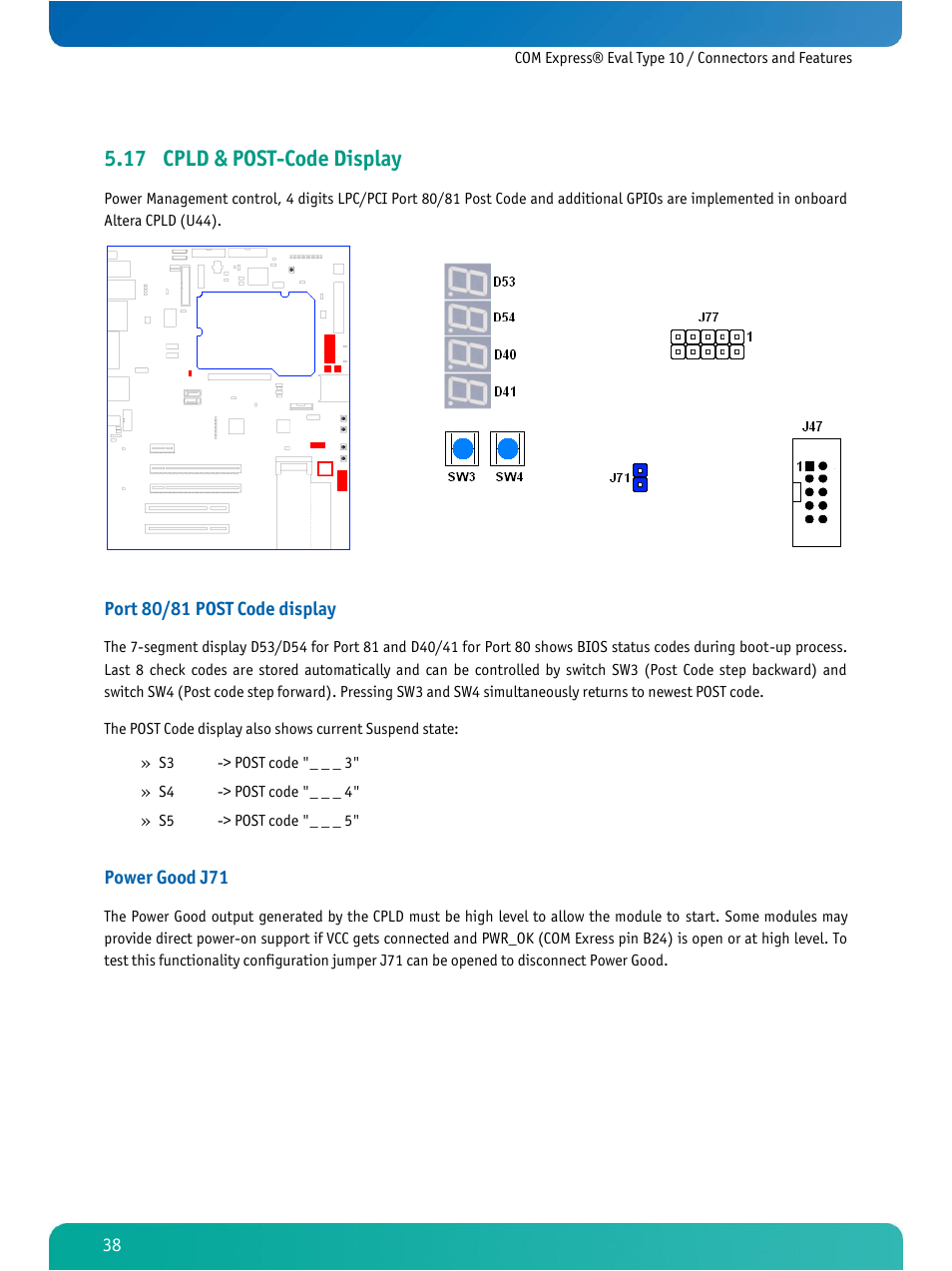 Cpld & post-code display, 17 cpld & post-code display | Kontron COMe Eval Carrier T10 User Manual | Page 41 / 55