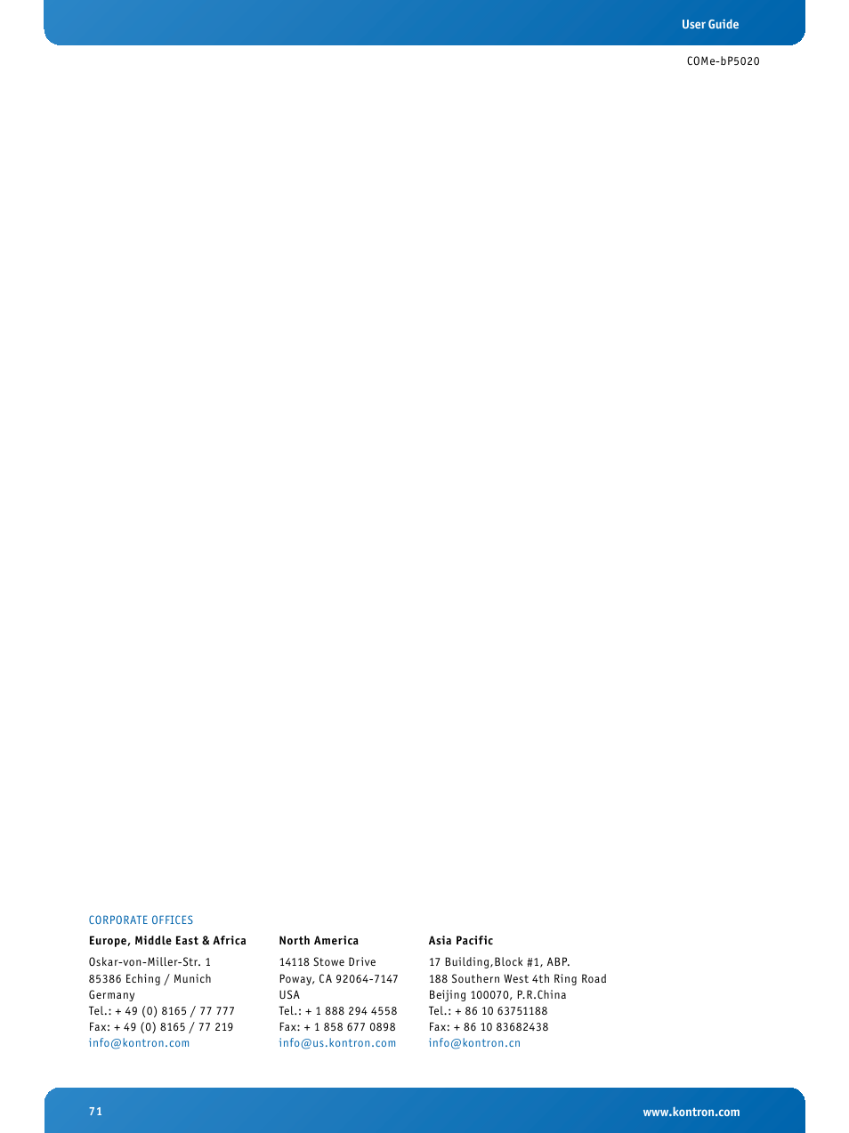 Kontron COMe-bP5020 Introduction User Manual | Page 14 / 14