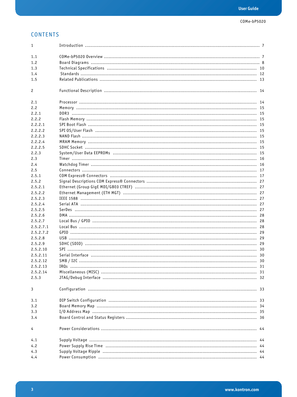 Kontron COMe-bP5020 Introduction User Manual | Page 3 / 14