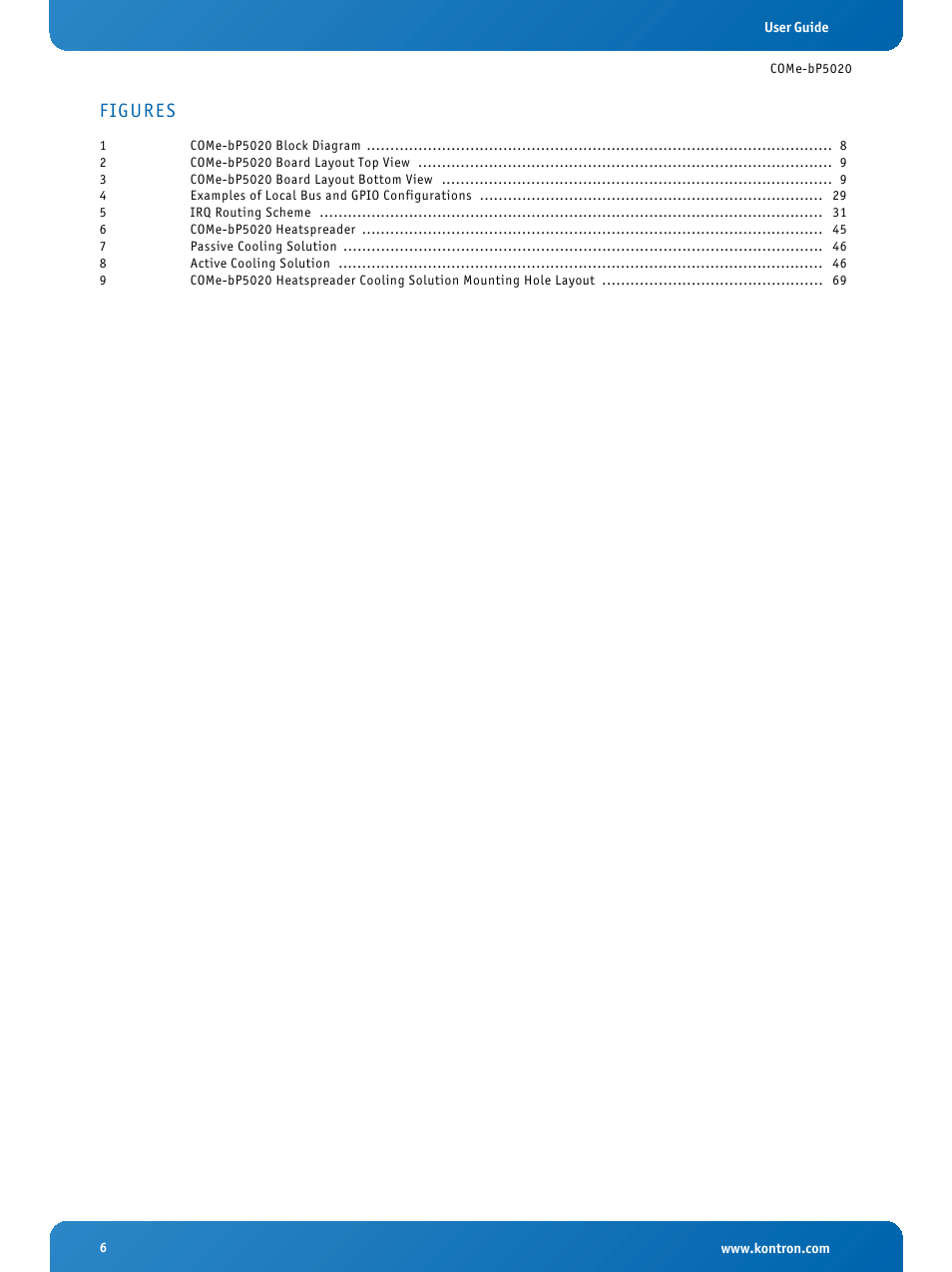 Figures | Kontron COMe-bP5020 Introduction User Manual | Page 6 / 14