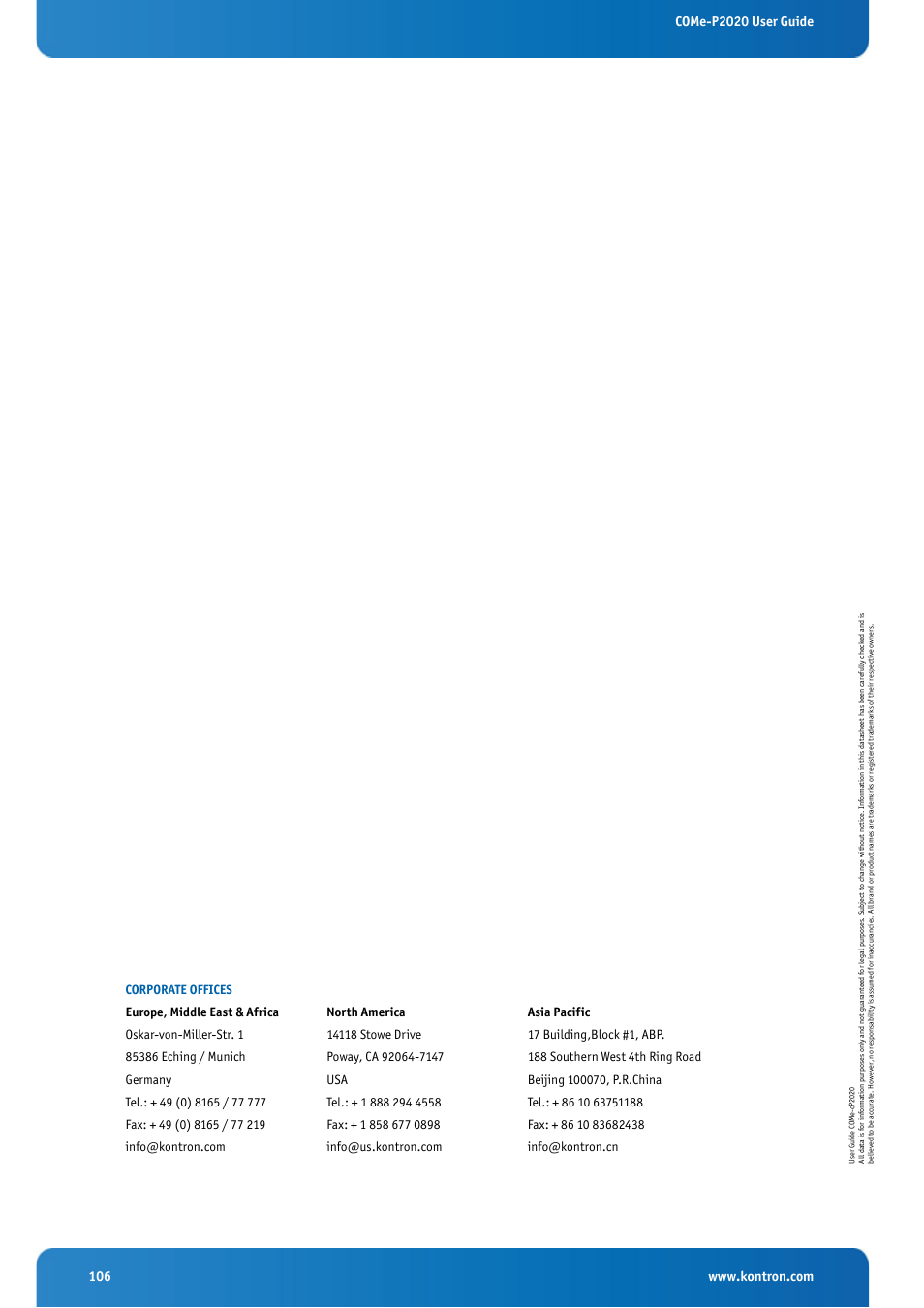 Kontron COMe-cP2020 User Manual | Page 106 / 106