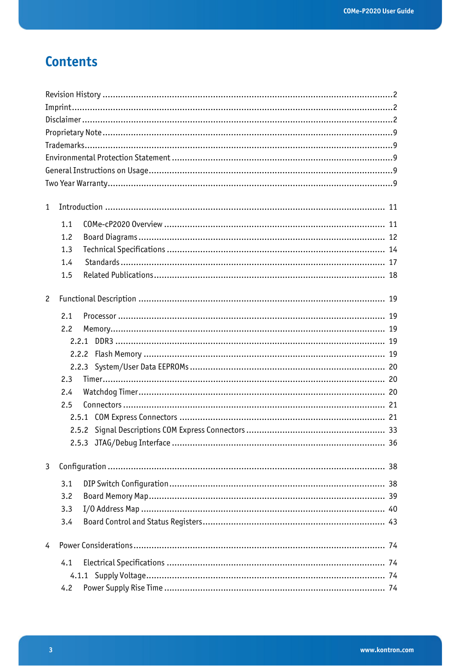 Kontron COMe-cP2020 User Manual | Page 3 / 106