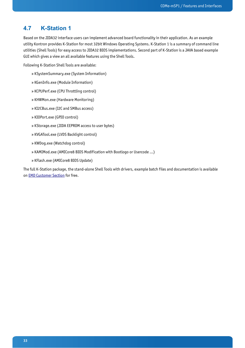 7 k-station 1, K-station 1 | Kontron COMe-mSP1 User Manual | Page 33 / 97