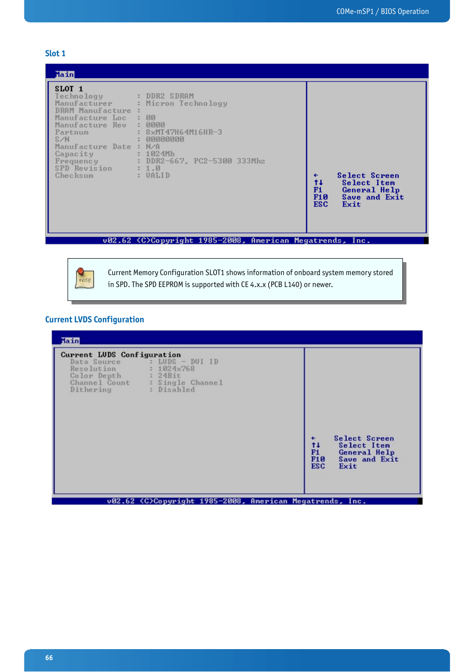 Slot 1, Current lvds configuration | Kontron COMe-mSP1 User Manual | Page 66 / 97