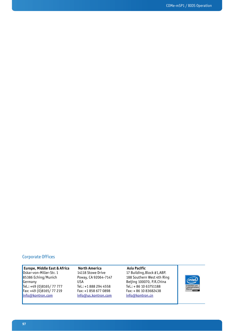 Kontron COMe-mSP1 User Manual | Page 97 / 97