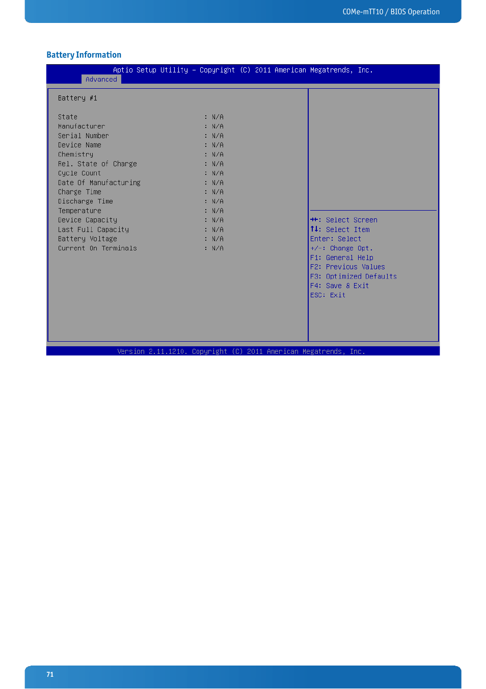 Battery information | Kontron COMe-mTT10 User Manual | Page 71 / 94