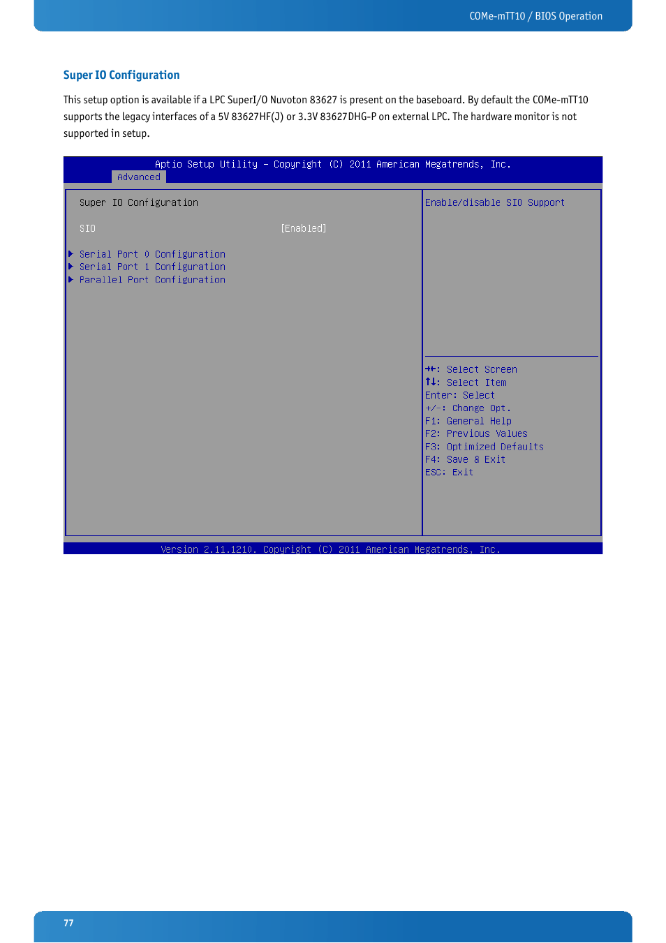 Super io configuration | Kontron COMe-mTT10 User Manual | Page 77 / 94