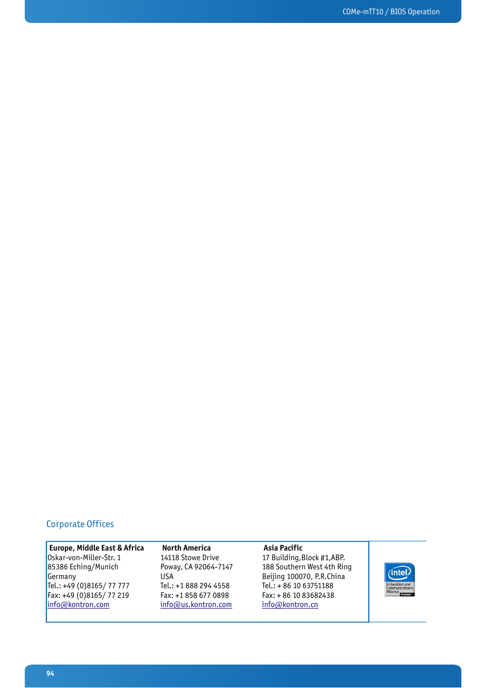 Kontron COMe-mTT10 User Manual | Page 94 / 94