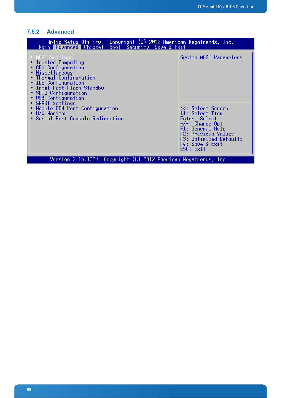 2 advanced, Advanced | Kontron COMe-mCT10 User Manual | Page 59 / 100