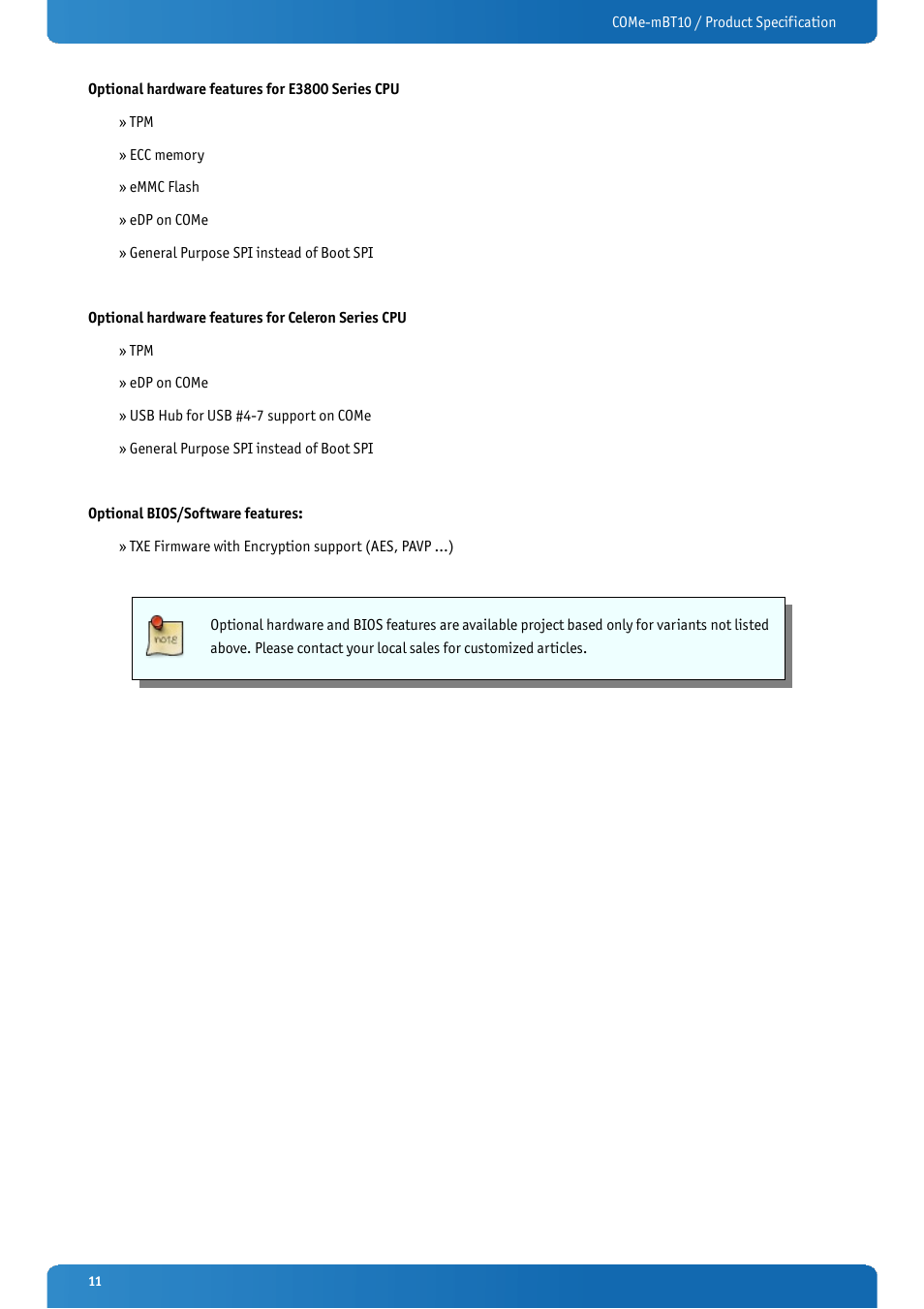 Kontron COMe-mBT10 User Manual | Page 11 / 87