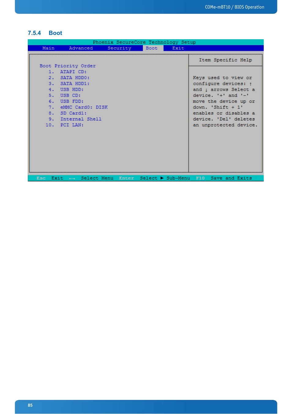 4 boot, Boot | Kontron COMe-mBT10 User Manual | Page 85 / 87