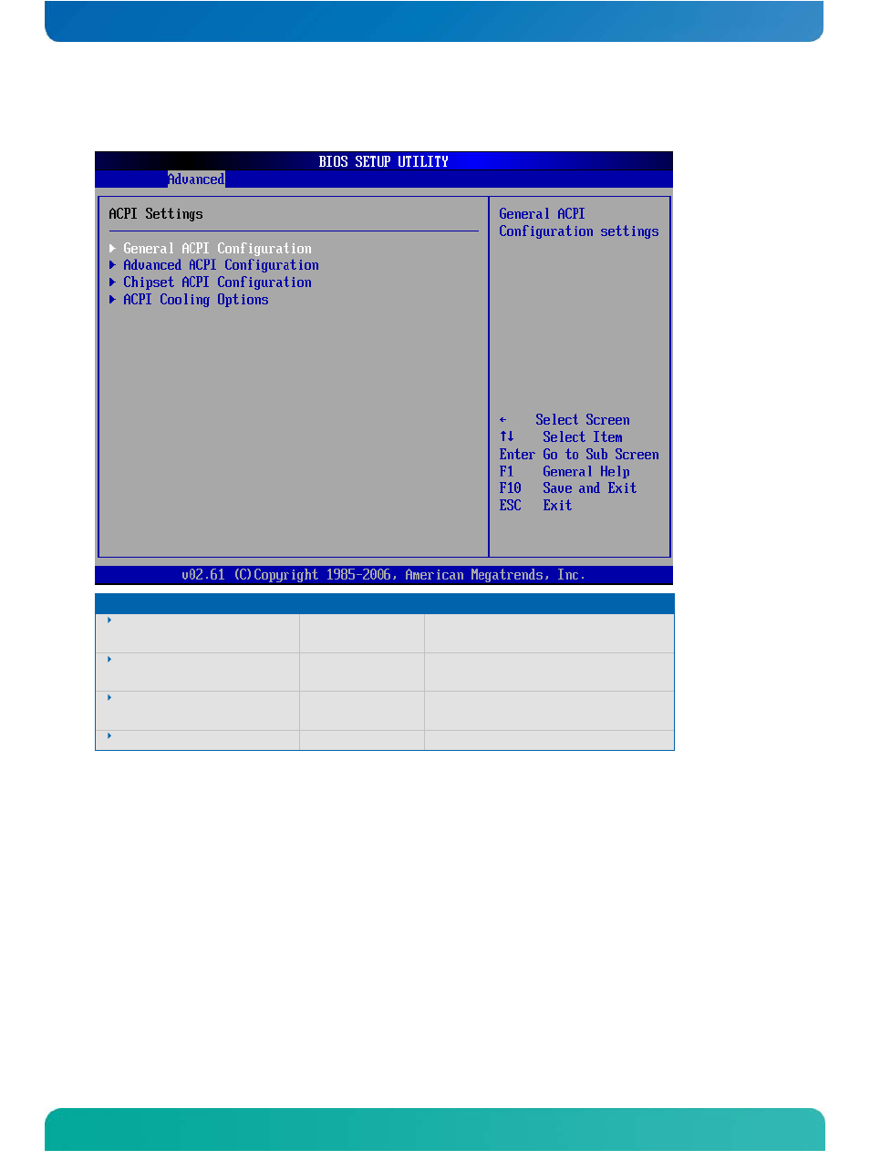 Acpi configuration | Kontron COMe-cXLi2 User Manual | Page 78 / 106