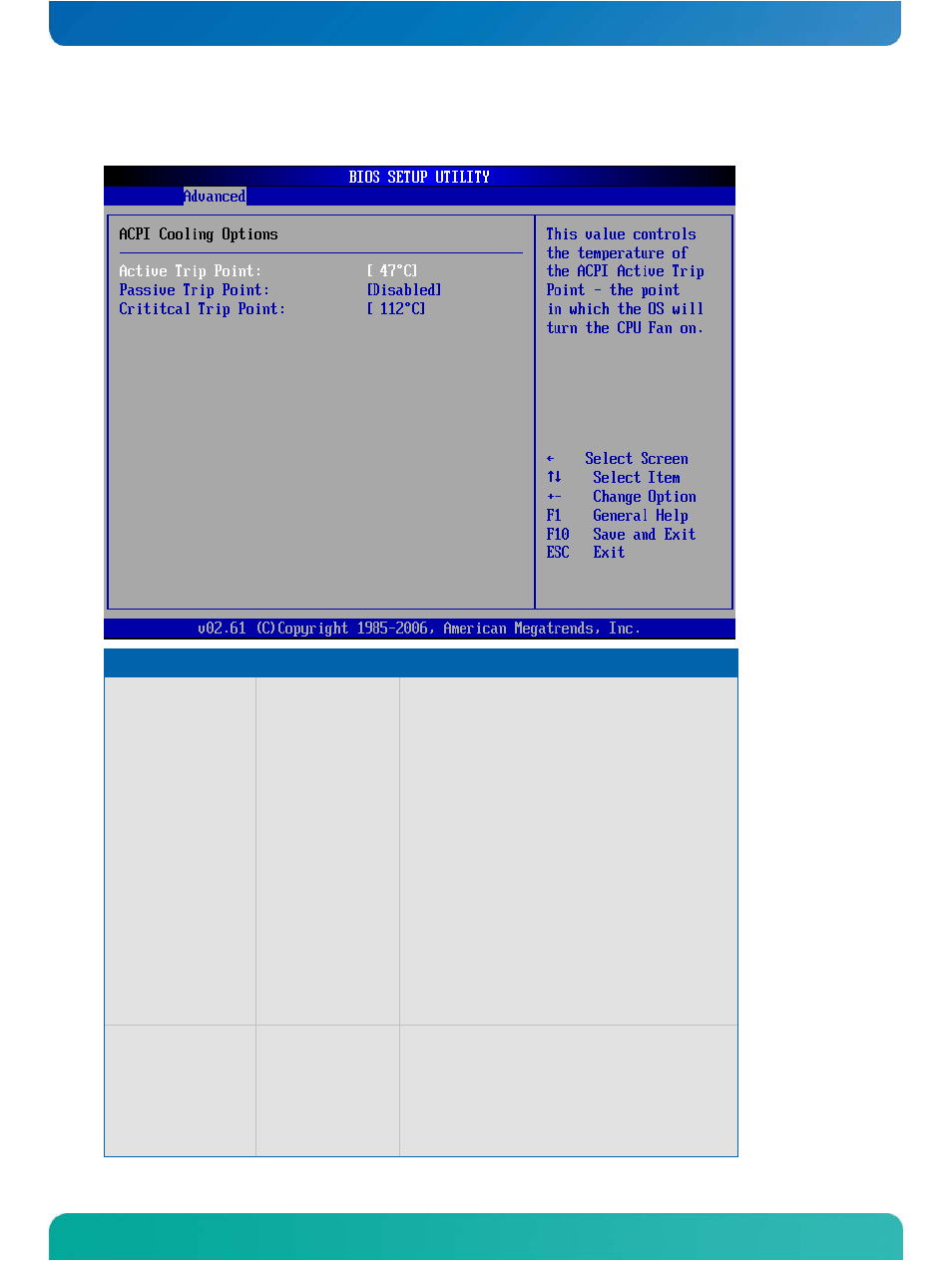 Acpi configuration - acpi cooling options | Kontron COMe-cXLi2 User Manual | Page 82 / 106
