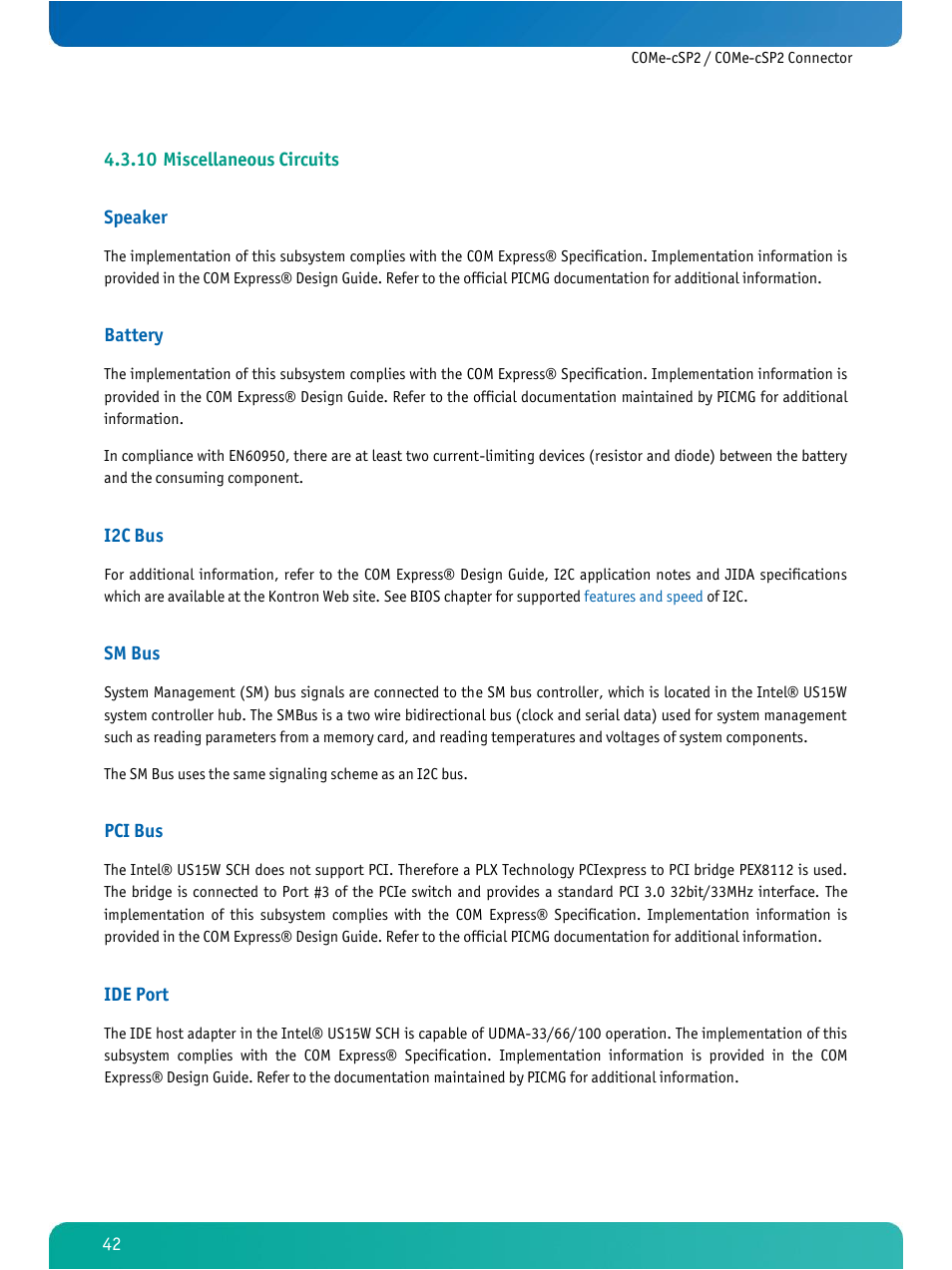 Miscellaneous circuits | Kontron COMe-cSP2 User Manual | Page 47 / 109