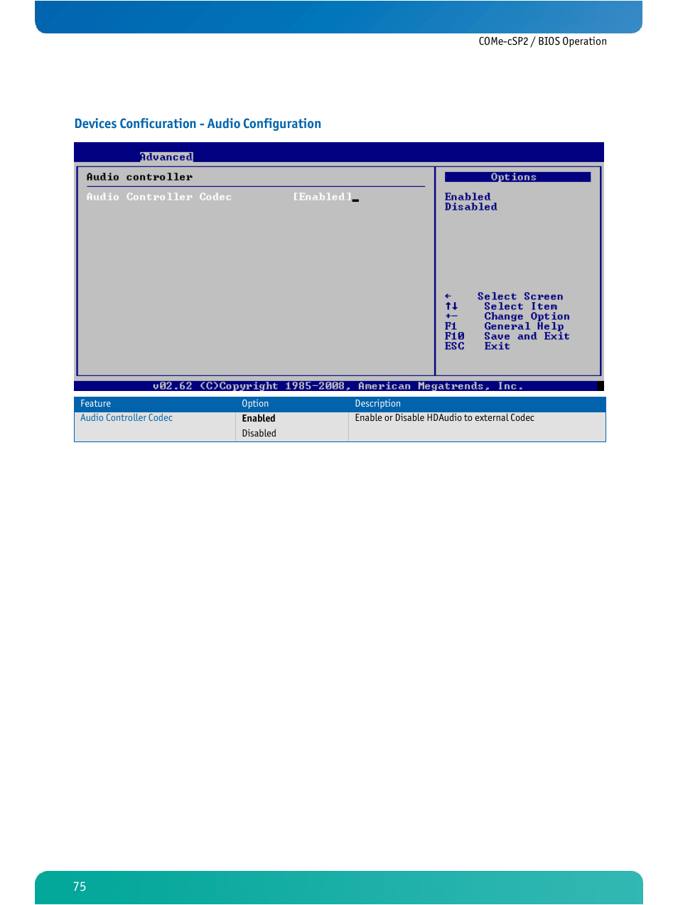 Devices conficuration - audio configuration | Kontron COMe-cSP2 User Manual | Page 80 / 109